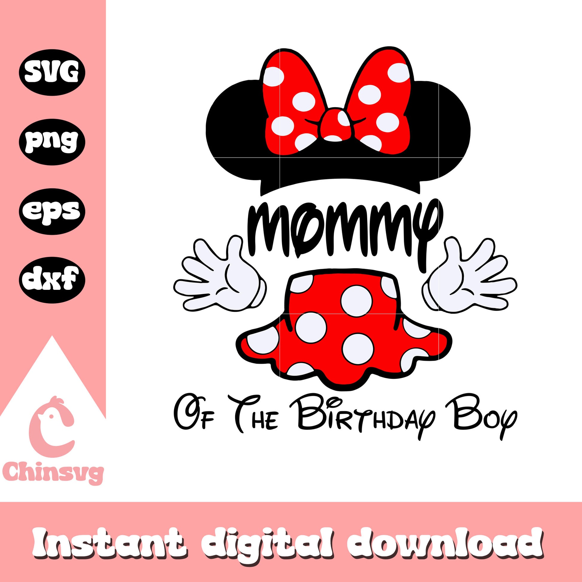 Mommy of the birthday boy minnie svg, minnie mouse ears svg