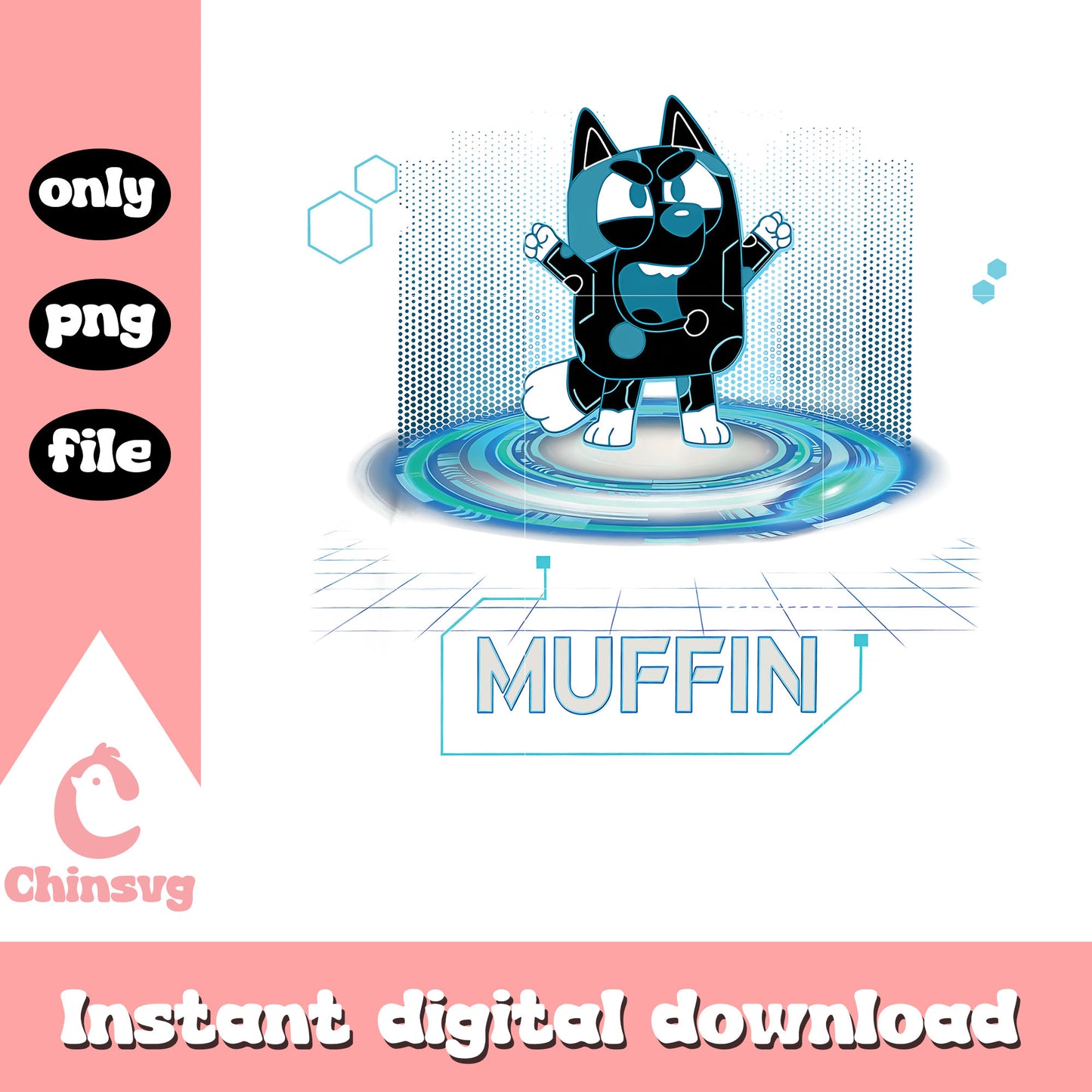 Muffin bluey technology png, muffin character png, bluey png