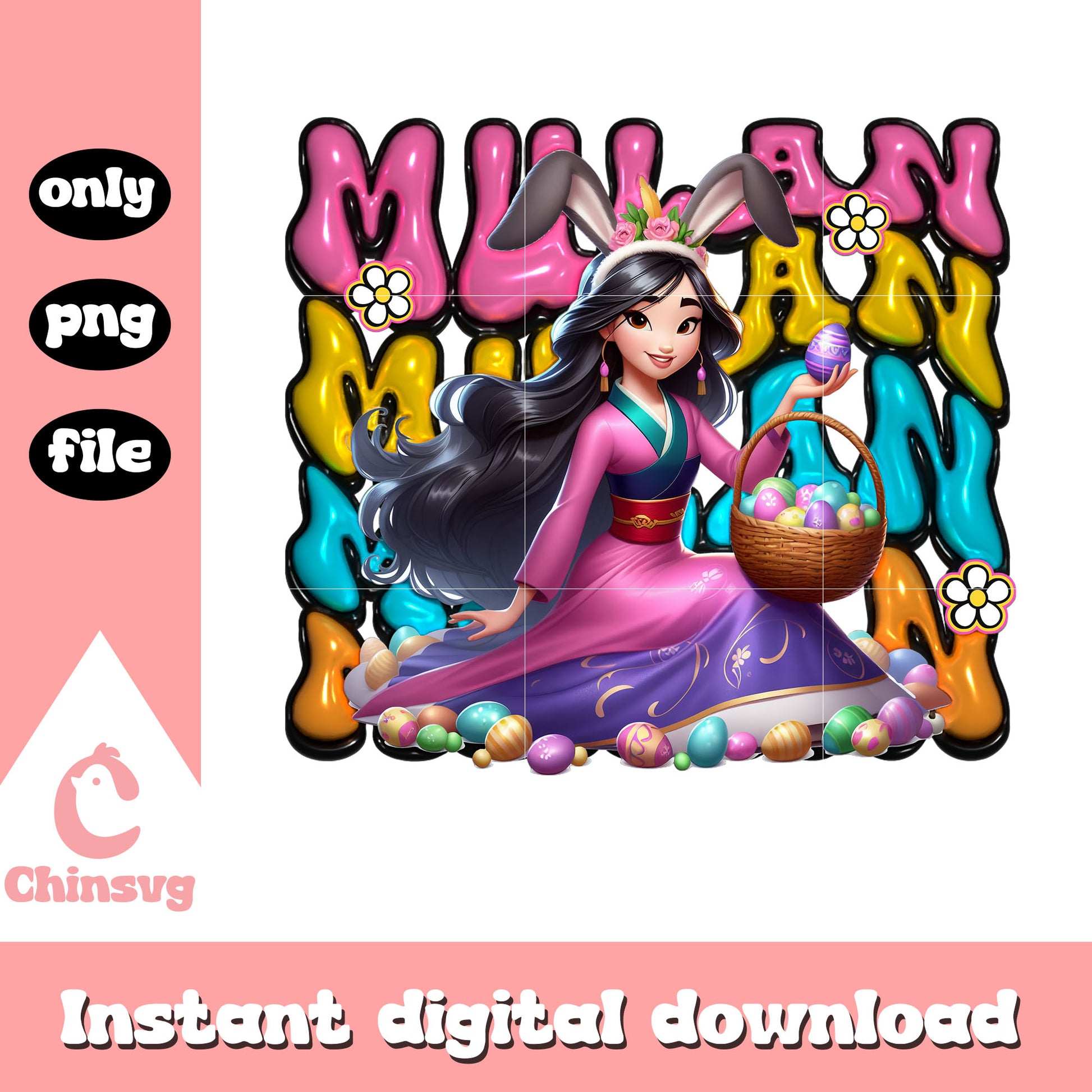 Mulan character on easter day png, easter day png, mulan png