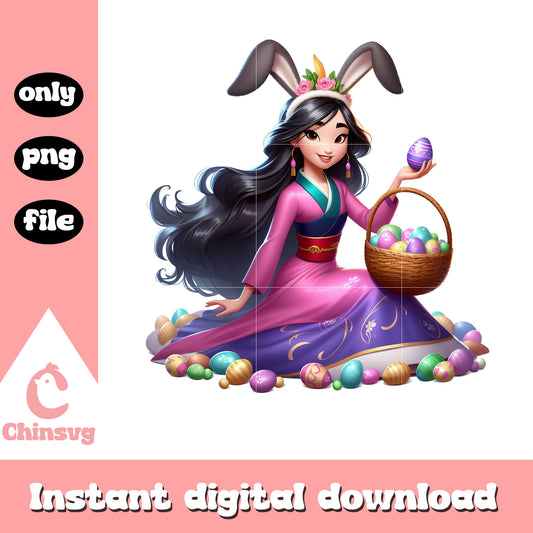 Mulan disney princess easter bunny png, easter day png, princess png