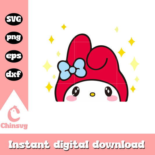 My Melody face red design svg, my melody cartoon​ svg, sanrio svg