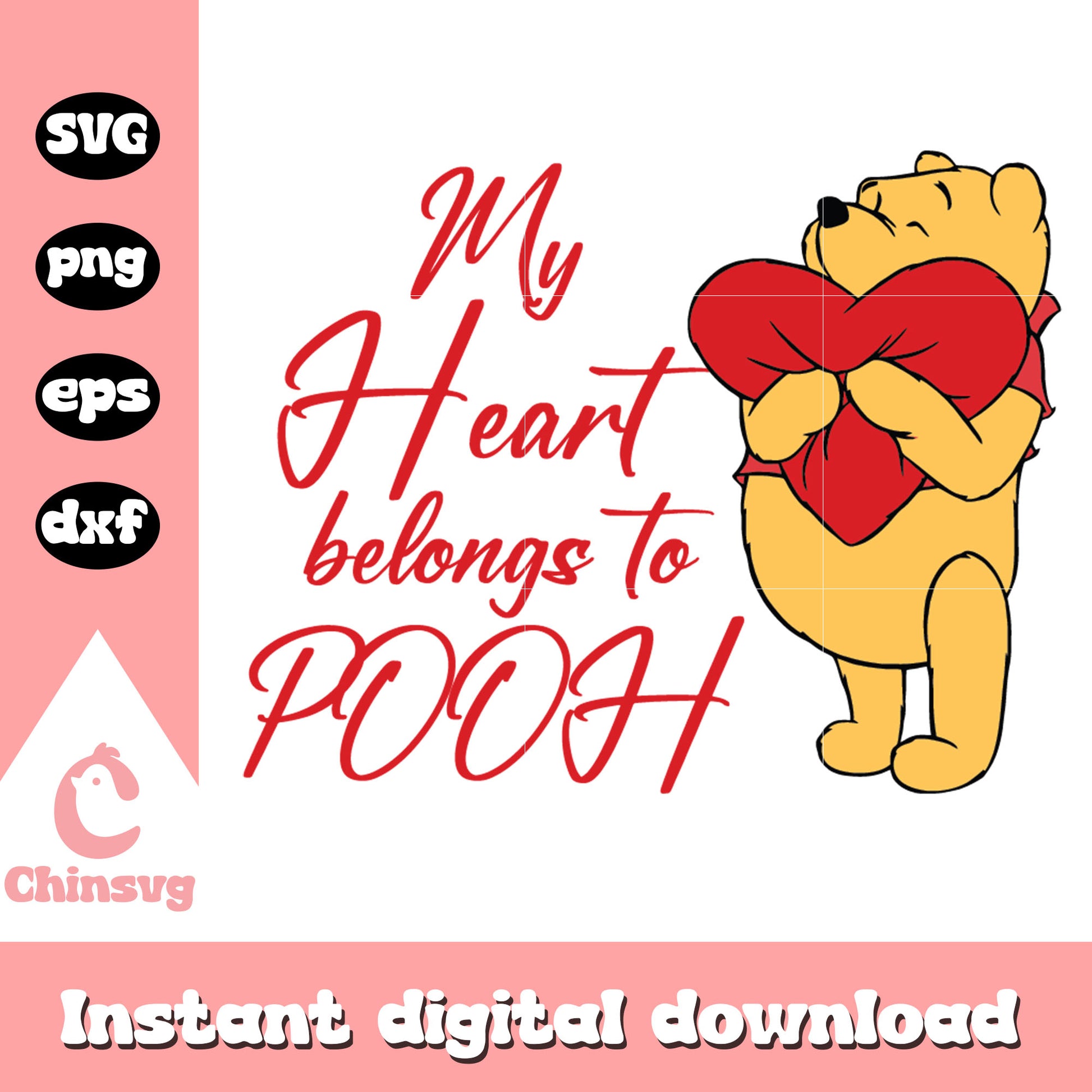 My heart belongs to pooh svg, winnie the pooh valentine