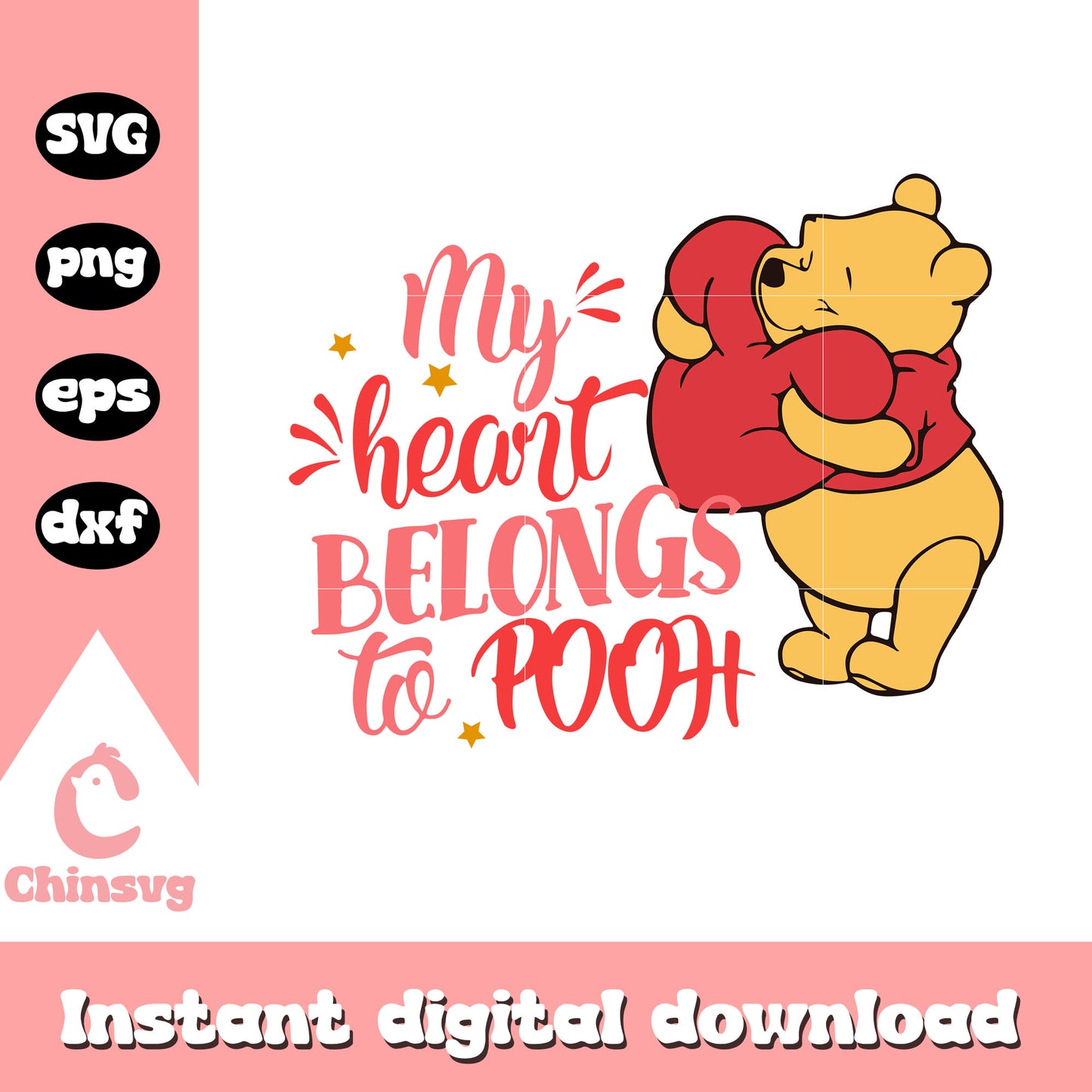 My heart belongs to pooh svg, winnie the pooh valentine svg