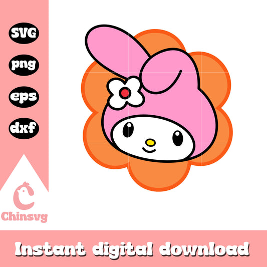 My melody face flower svg, my melody character​ svg, sanrio svg