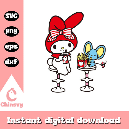 My melody fast food svg, hello kitty svg, sanrio cartoon svg