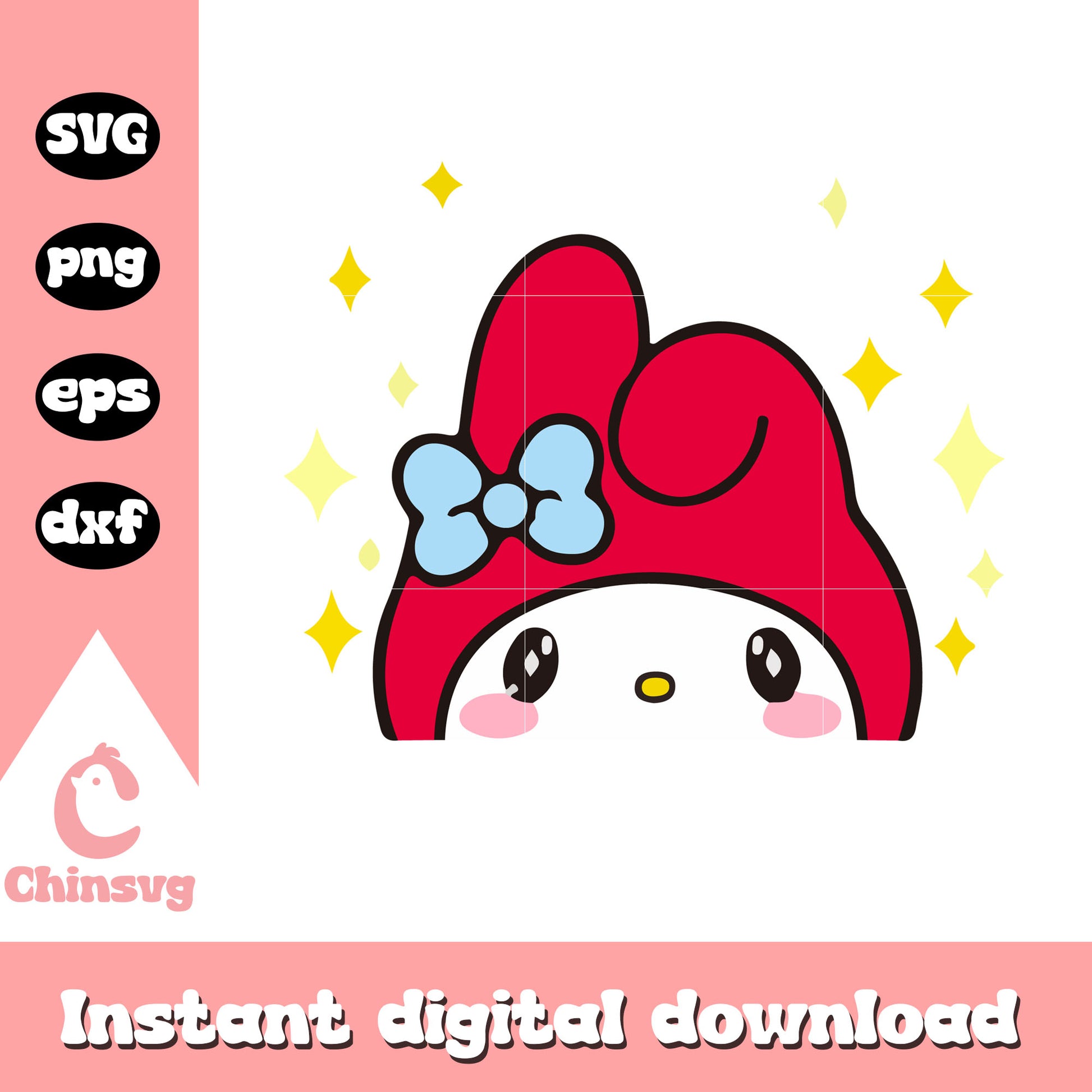 My melody head cute cartoon svg, my melody sanrio svg, cartoon sanrio svg