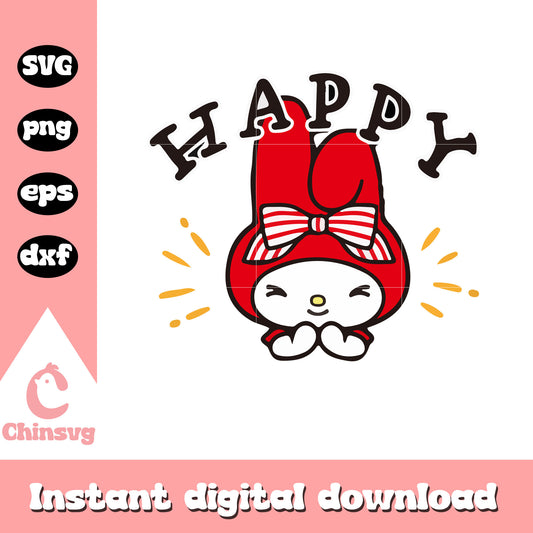 My melody red happy svg, hello kitty svg, sanrio characters cartoon svg