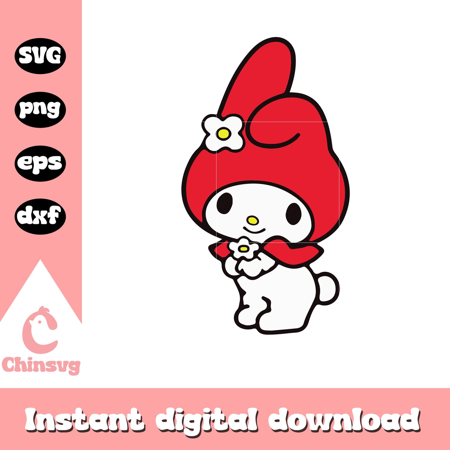 My melody red vibes cartoon svg, my melody sanrio svg, cartoon sanrio svg