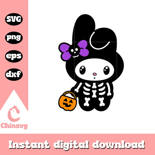 My melody skeleton halloween svg, halloween hello kitty svg, sanrio svg