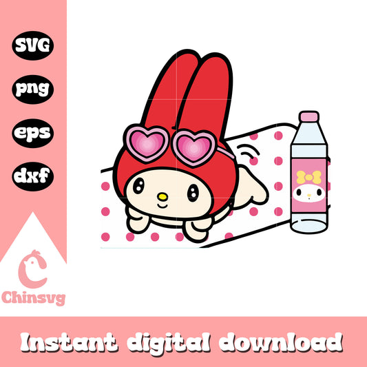 My melody summer svg, my melody svg, hello kitty svg, sanrio cartoon svg