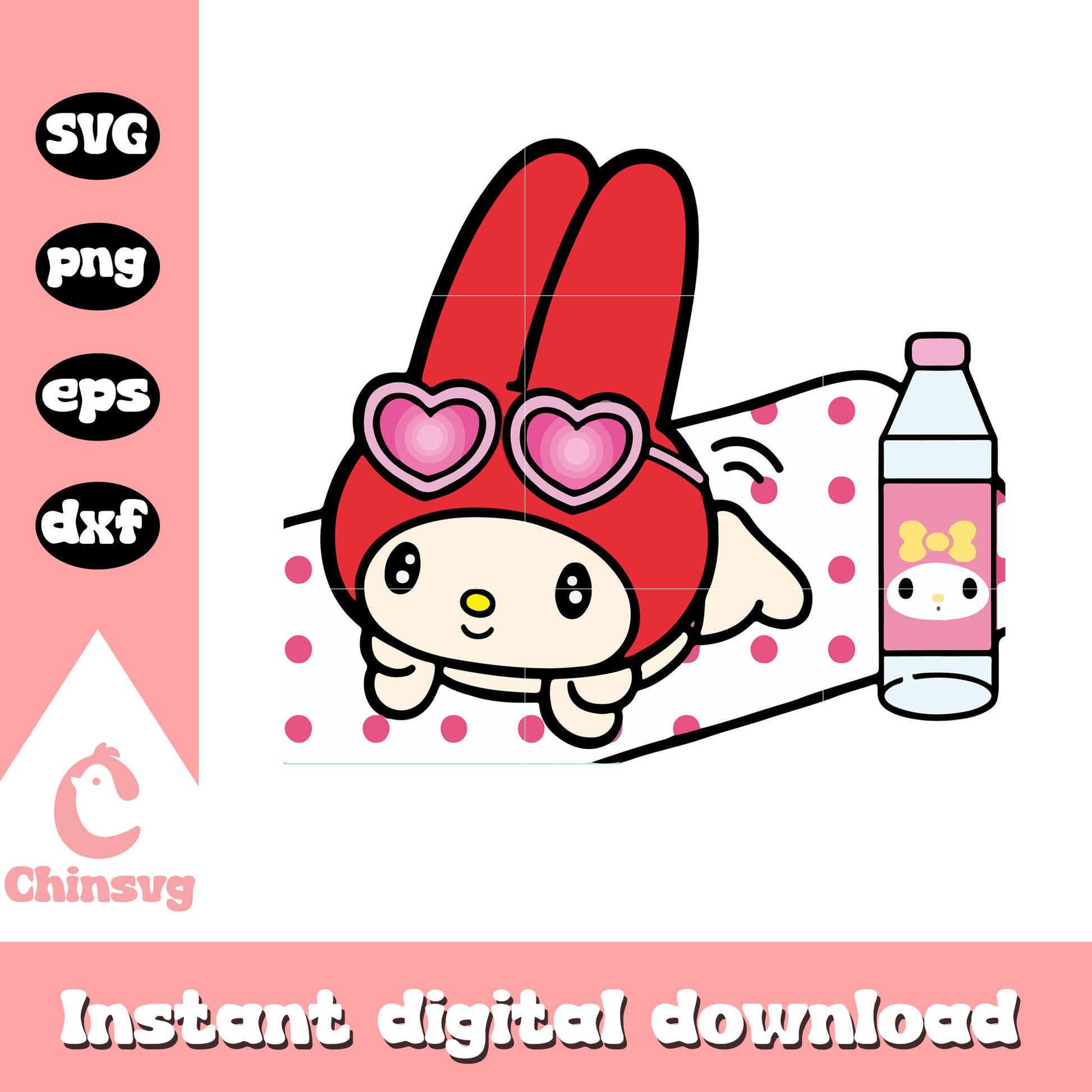 My melody super cute cartoon svg, my melody sanrio svg, cartoon sanrio svg