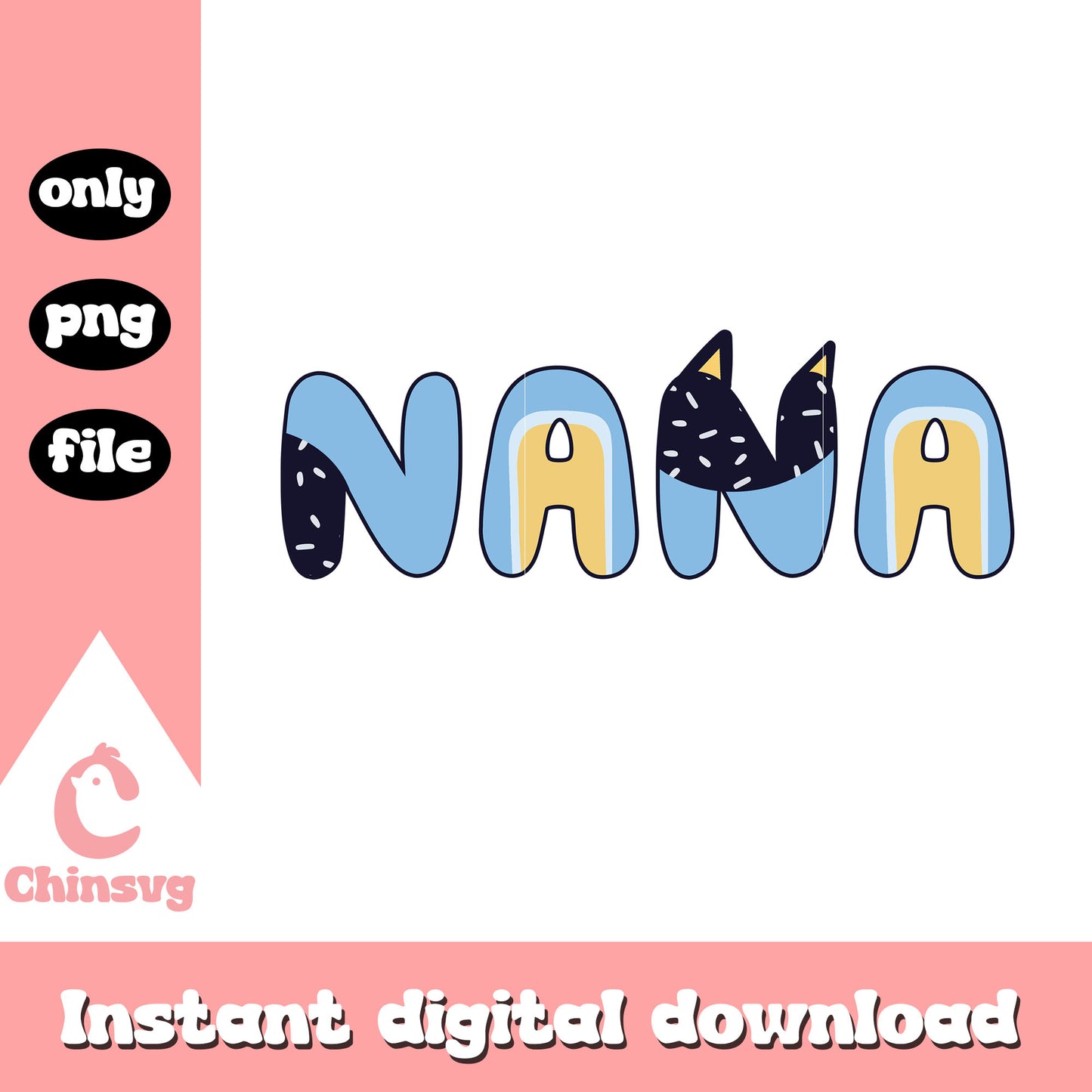 Nana bluey character font design png, bluey character png