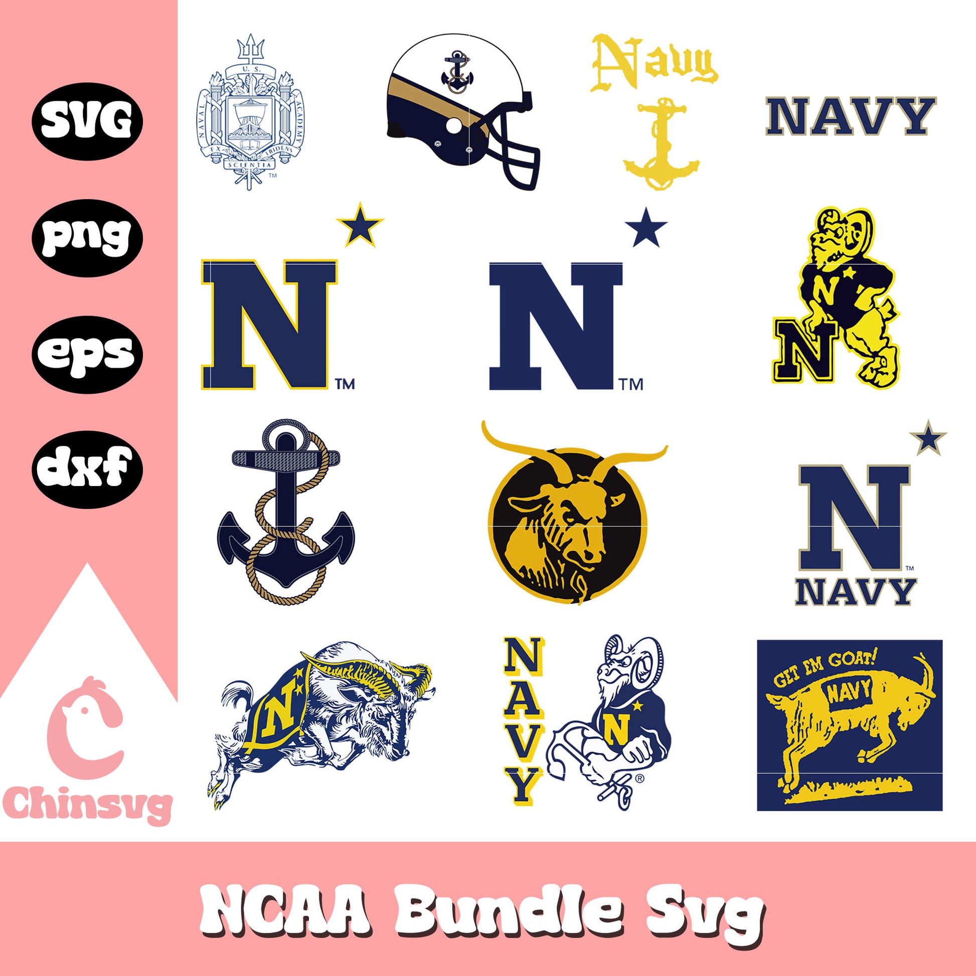 Navy Midshipmen Ncaa logo bundle svg, navy midshipmen football​ svg