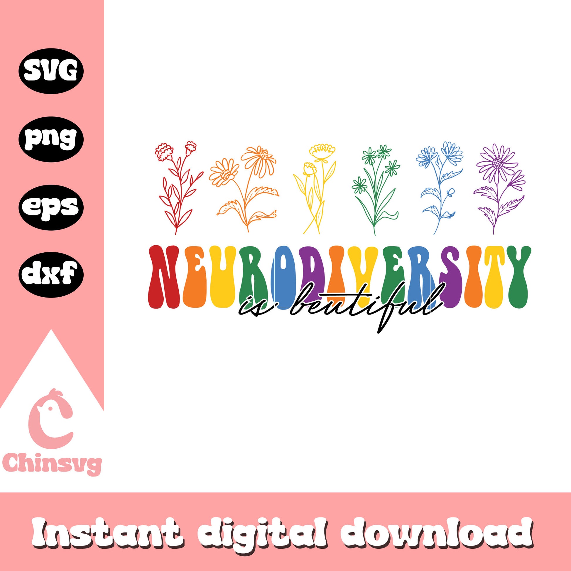 Neurodiversity is beautiful svg, autism awareness colors svg