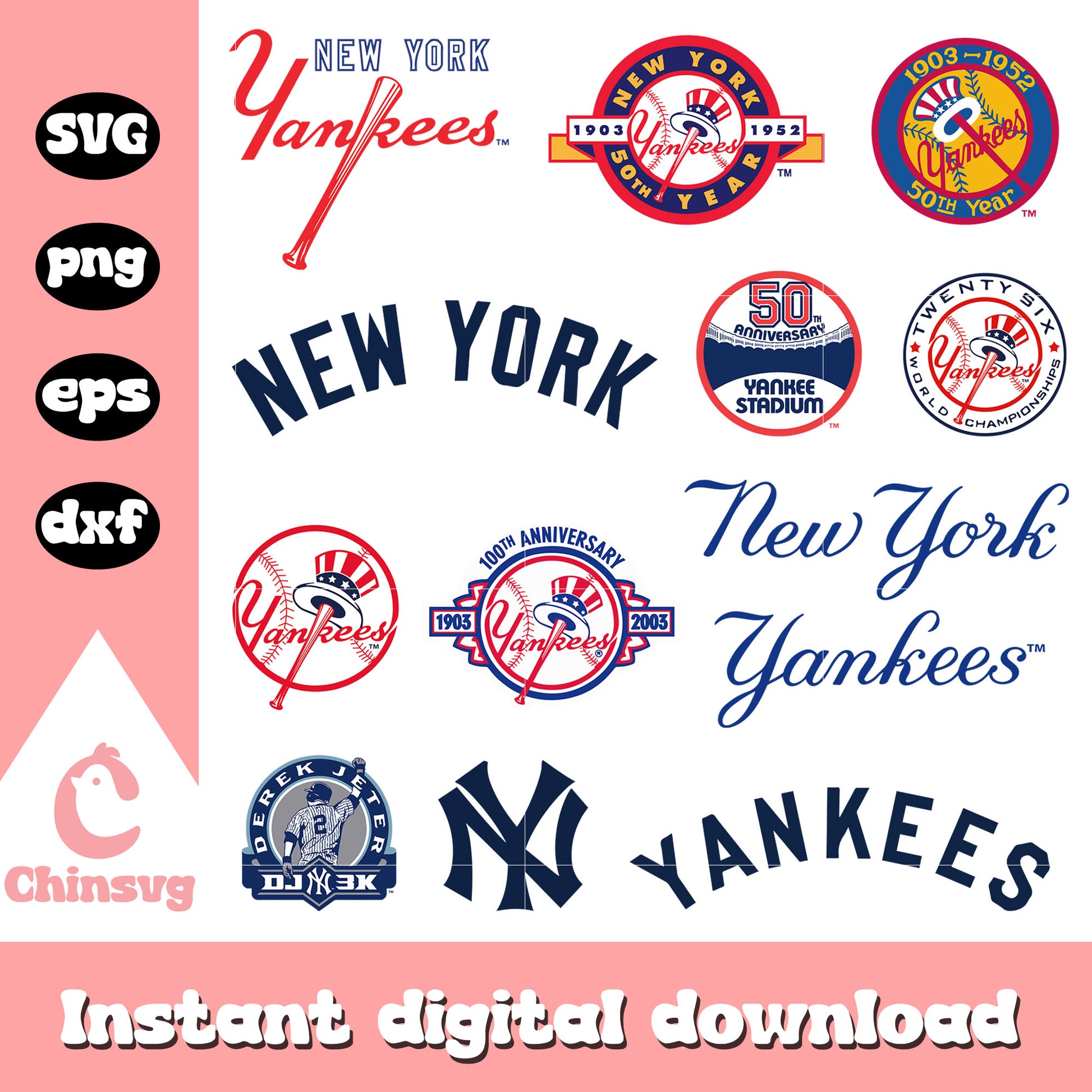 New york yankees logo design bundle svg, new york yankees​ svg