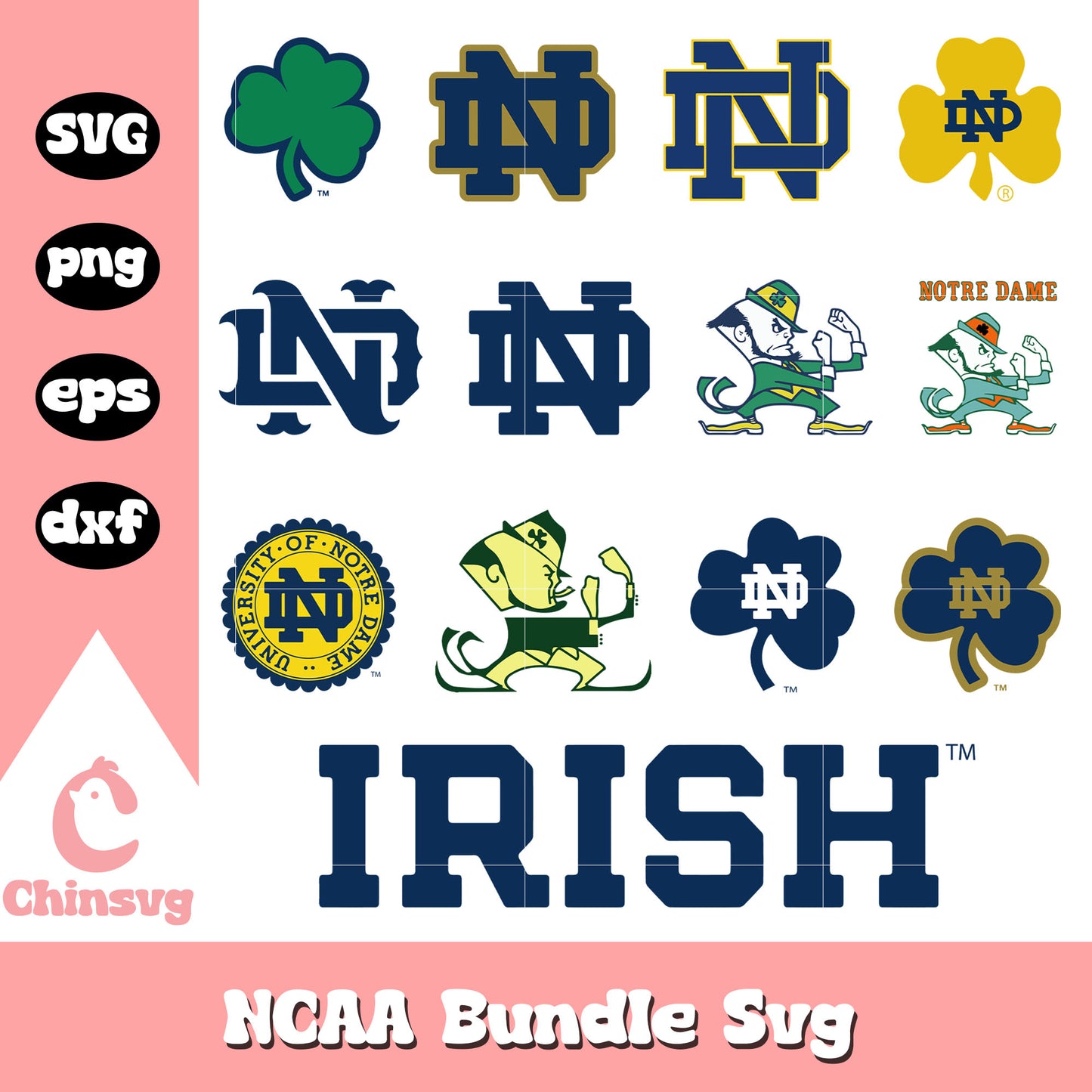 Notre Dame Fighting Irish logo bundle svg, Ncaa logo svg