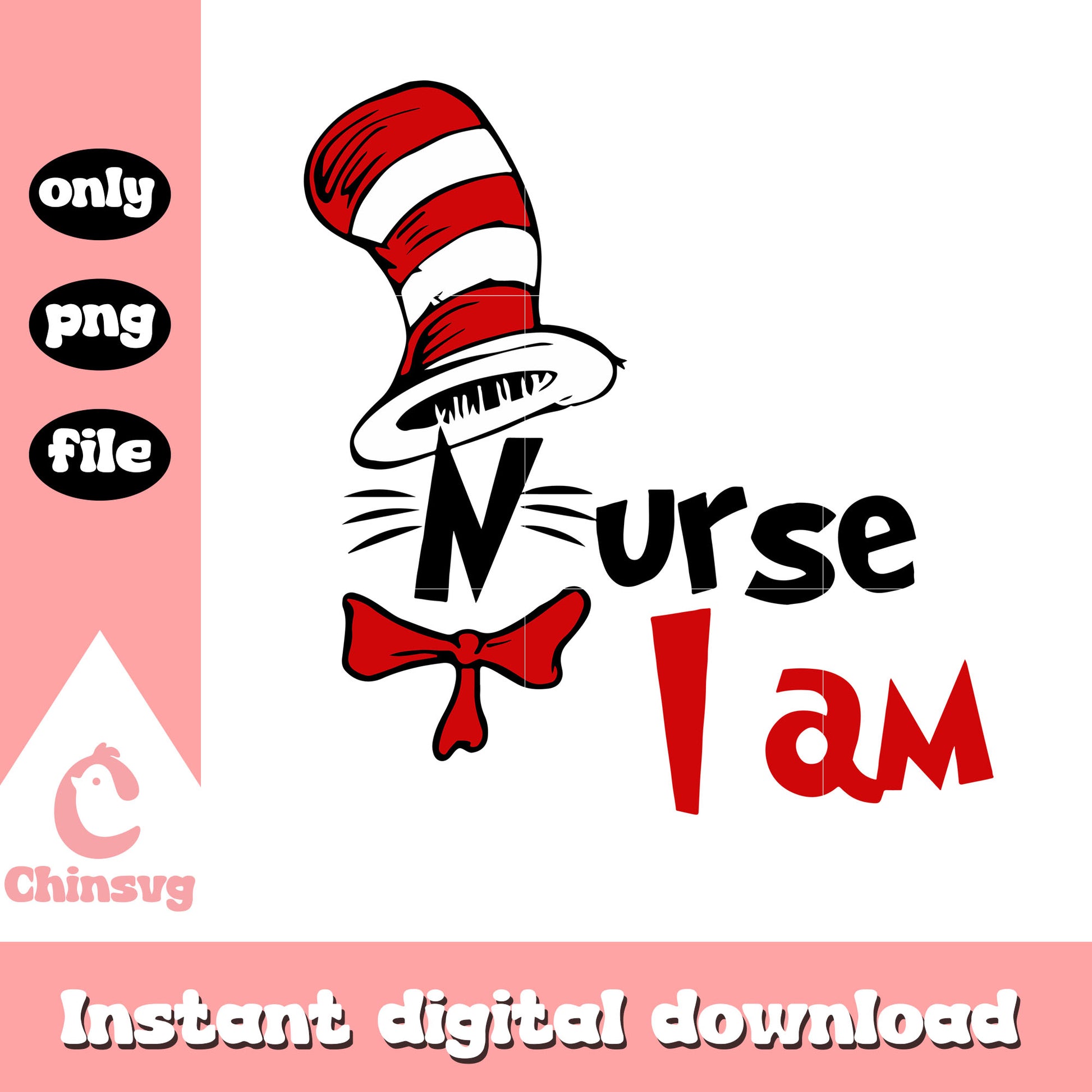 Nurse I am the hat png, cat in the hat cast png, nurse png