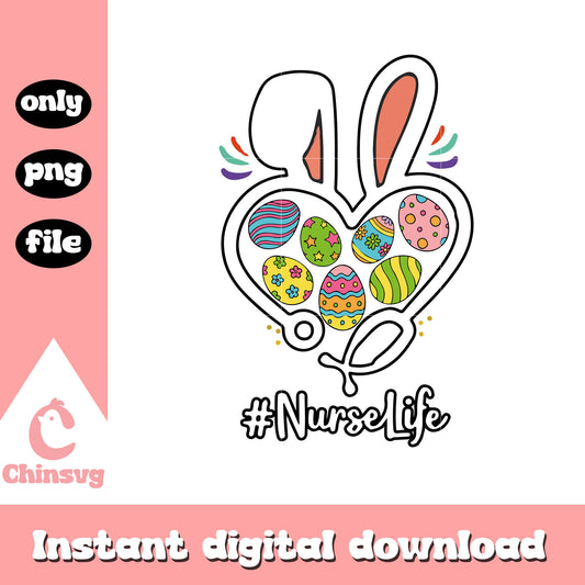 Nurselife easter day design png, easter bunny clipart​ png