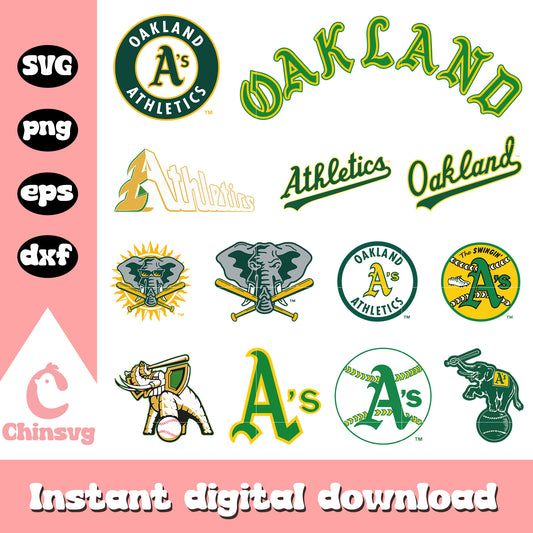 Oakland athletics logo design bundle svg, oakland athletics​ svg