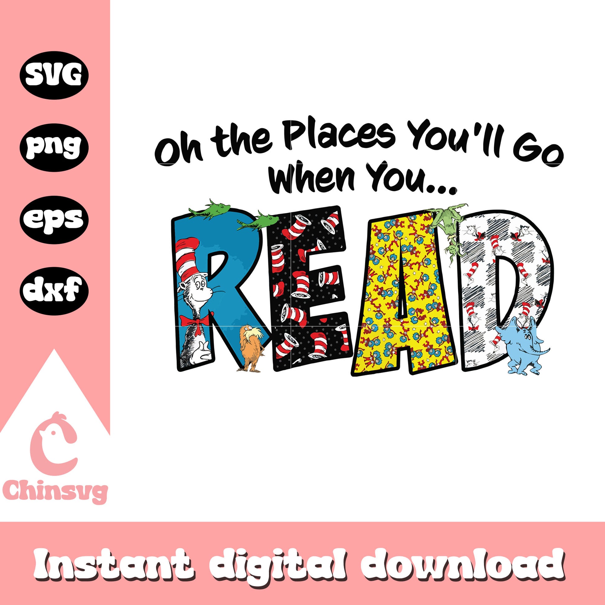 Oh the place you'll go design svg, dr seuss quotes svg