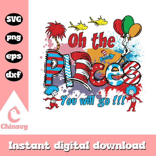 Oh the place you'll go dr seuss characters svg, dr seuss quotes svg