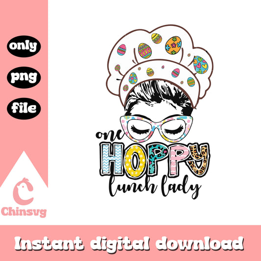 One hoppy lunch lady easter design png, easter day​ png