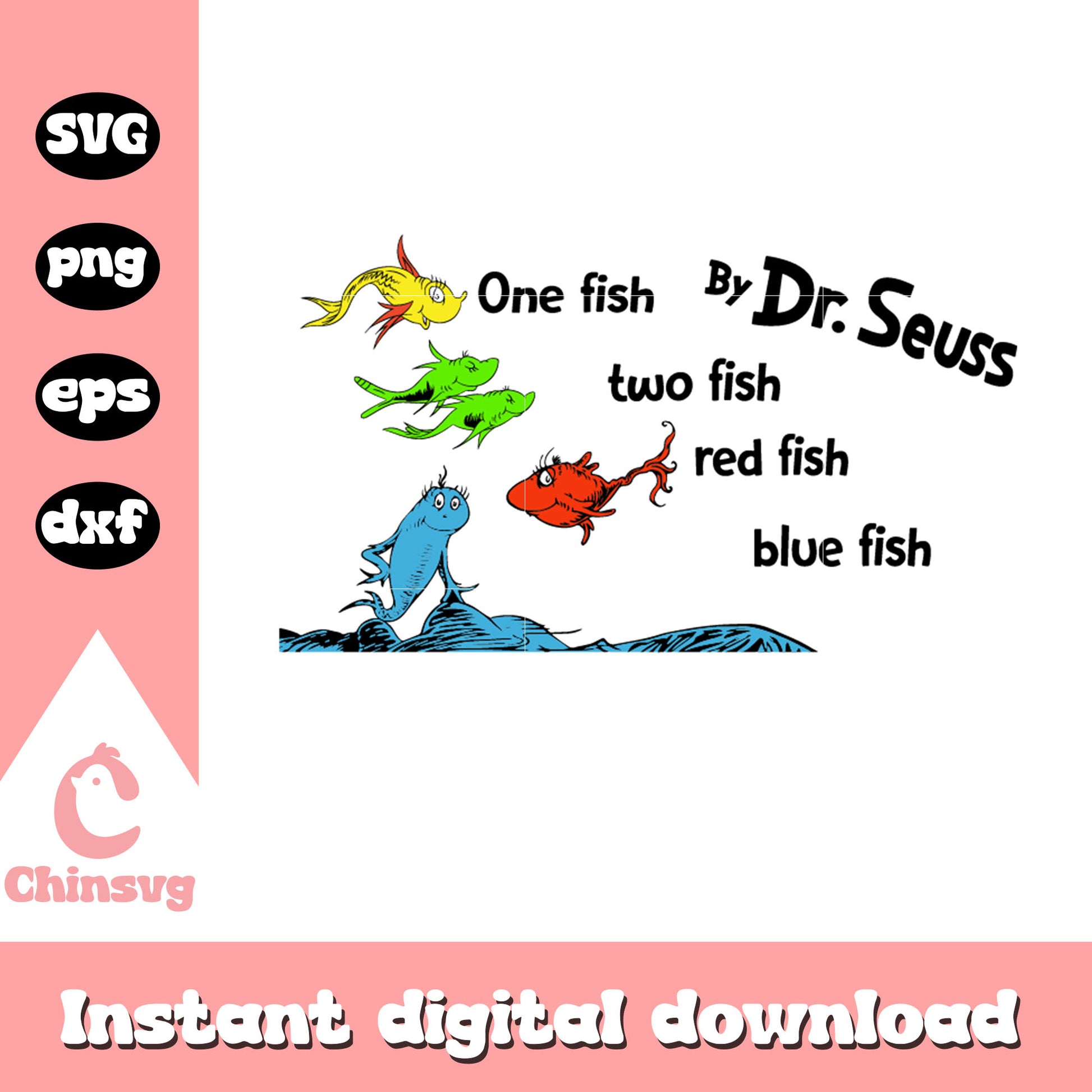 One two red bluey fish by dr seuss svg, cartoon svg, dr seuss svg