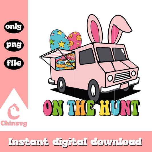 On the hunt truck easter design png, easter png, easter day png