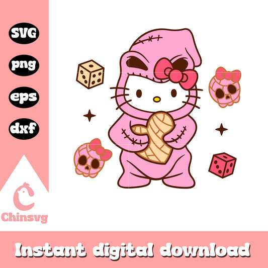 Oogie boogie concha hello kitty pink svg, hello kitty christmas svg