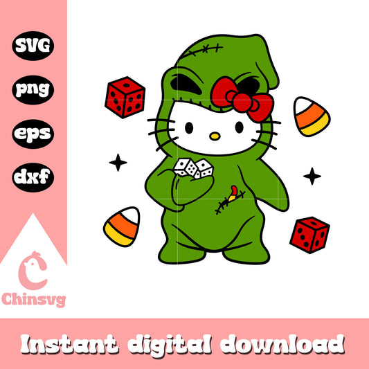 Oogie boogie concha hello kitty svg, hello kitty christmas svg