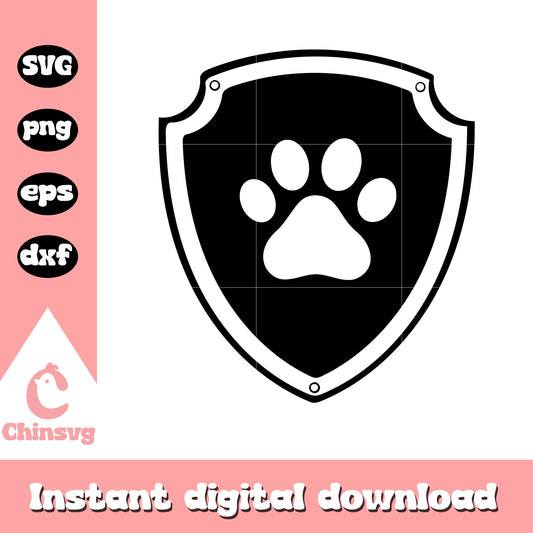 Paw dog with shield logo svg, cast of paw patrol the mighty movie svg