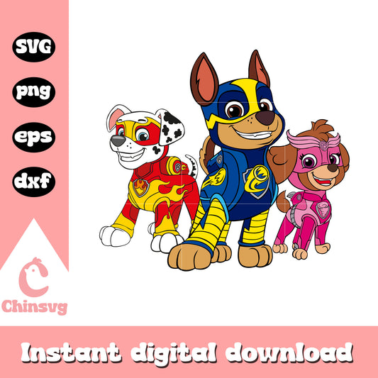 Paw patrol team members mighty pups svg, paw patrol mighty pups png