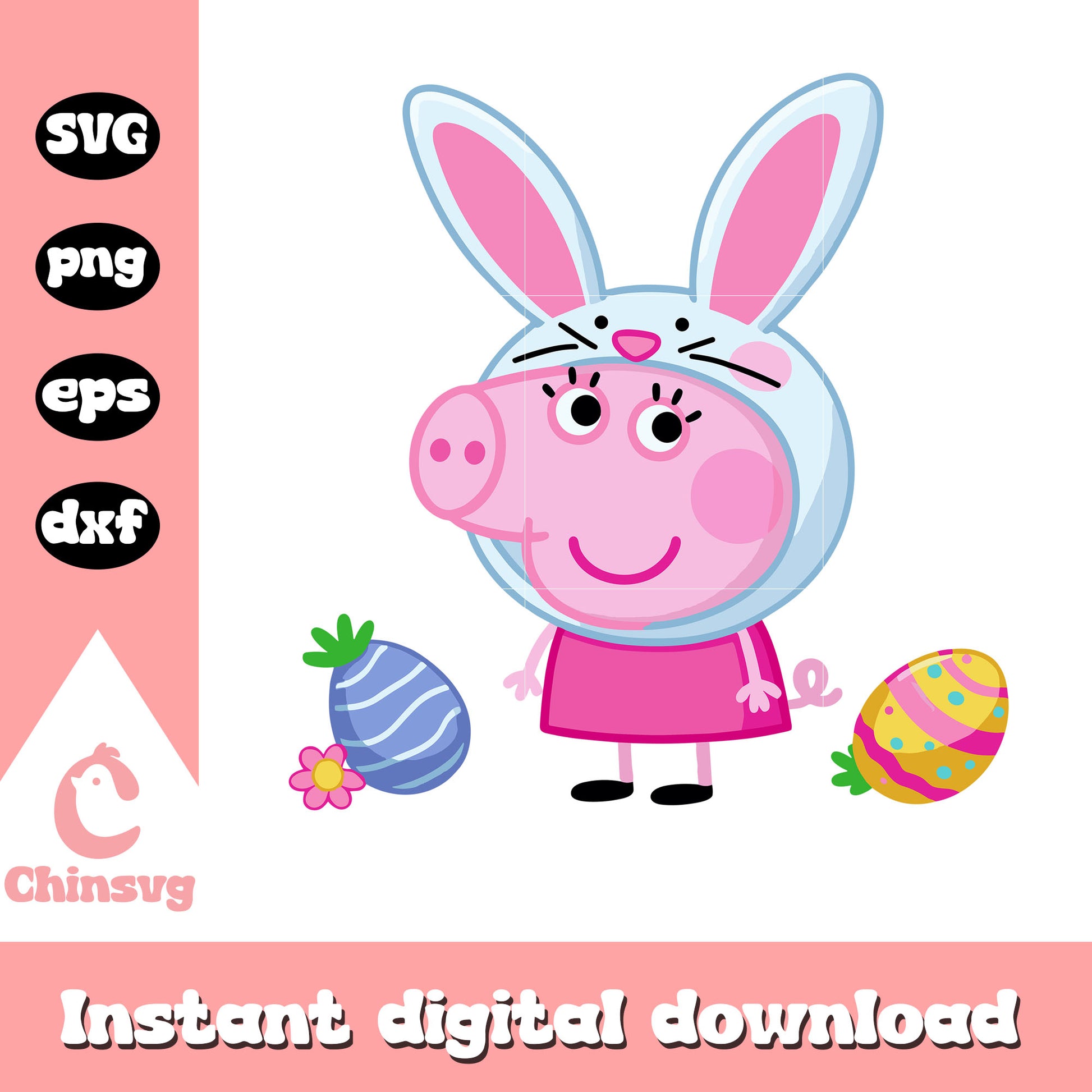 Peppa pig character bunny svg, Peppa pig svg, easter day svg