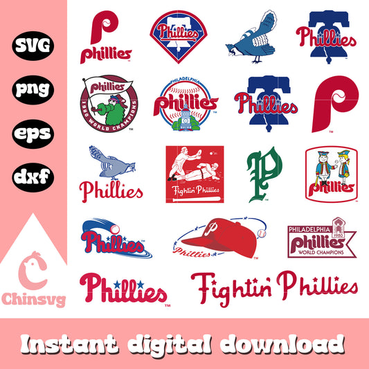 Philadelphia phillies logo design bundle svg, philadelphia phillies​ svg