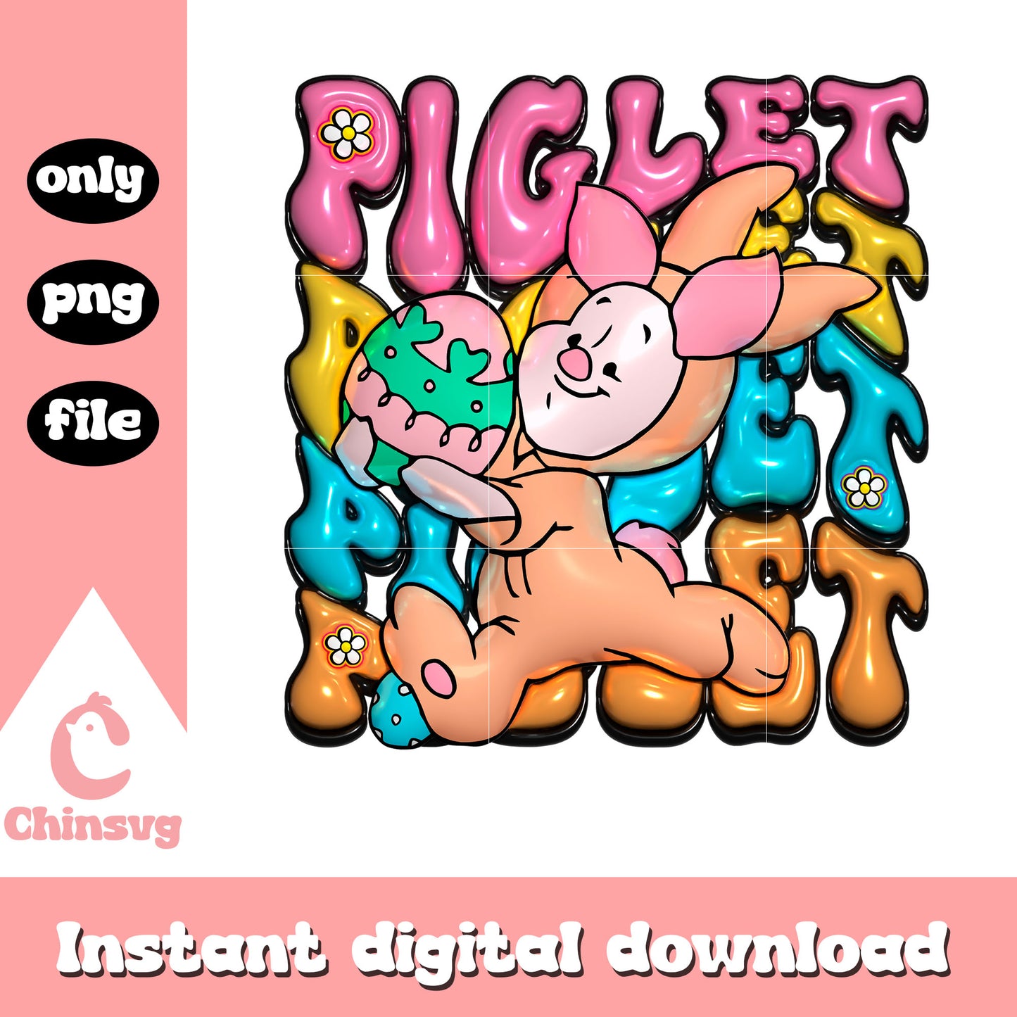 Piglet character easter eggs png, easter eggs png, piglet png