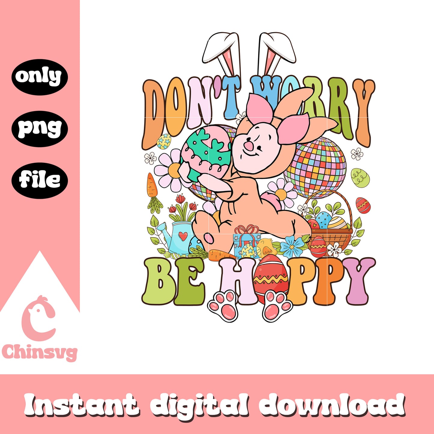 Piglet easter bunny and eggs png, easter bunny png, piglet png