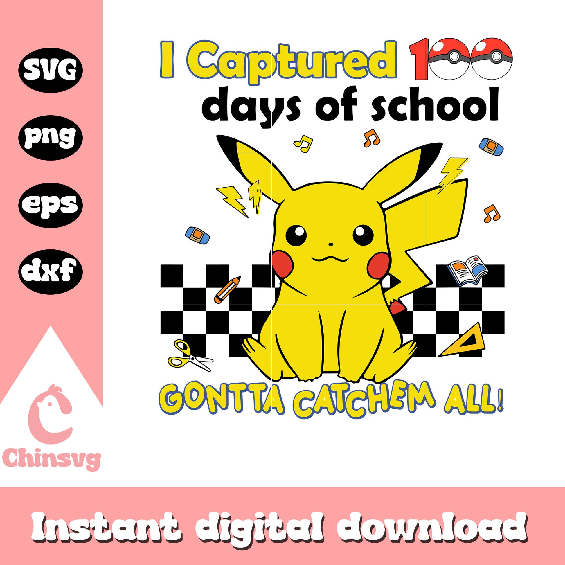 Pikachu 100 days of school svg, pikachu svg, school days svg