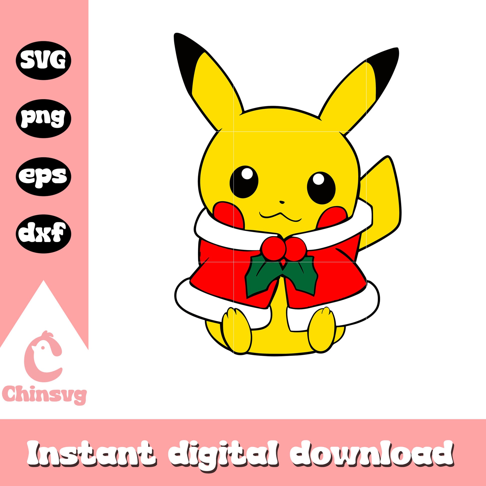 Pikachu character christmas day svg, pokemon svg, cartoon svg