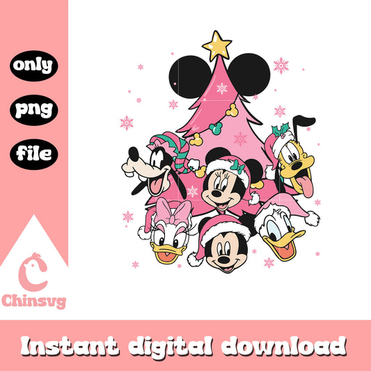 Pink christmas tree mickey design png, pink christmas tree​ png