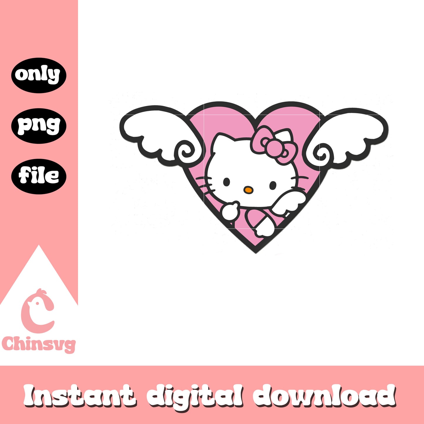 Pink heart hello kitty angel png, hello kitty sanrio png