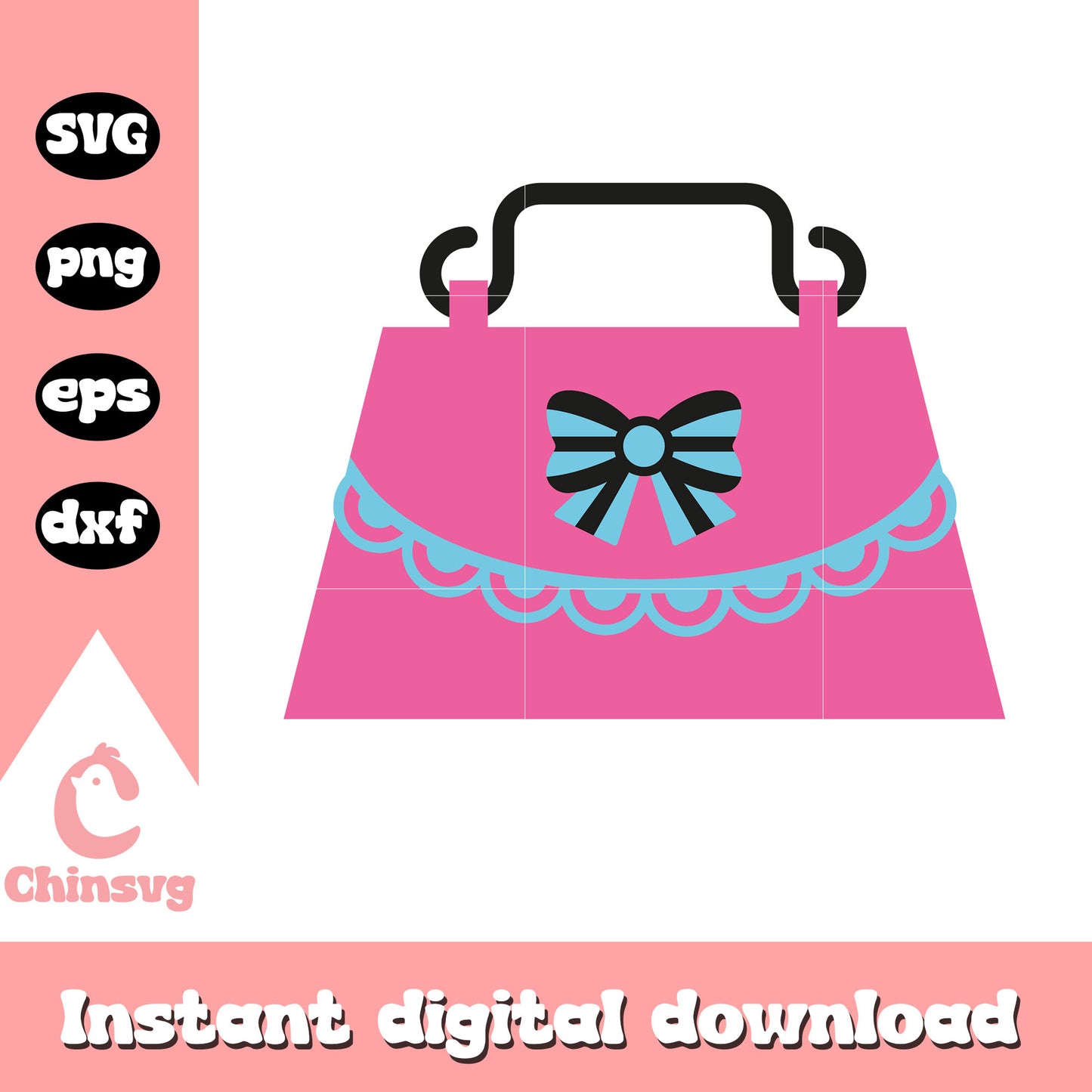 Pink hello kitty bag cartoon svg file, pink hello kitty svg