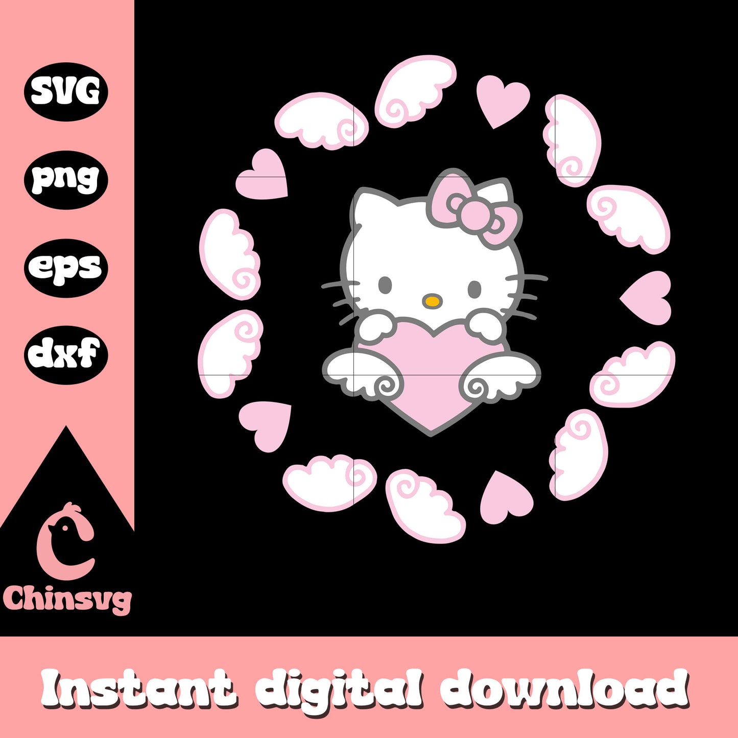 Pink hello kitty cartoon love svg, pink hello kitty svg