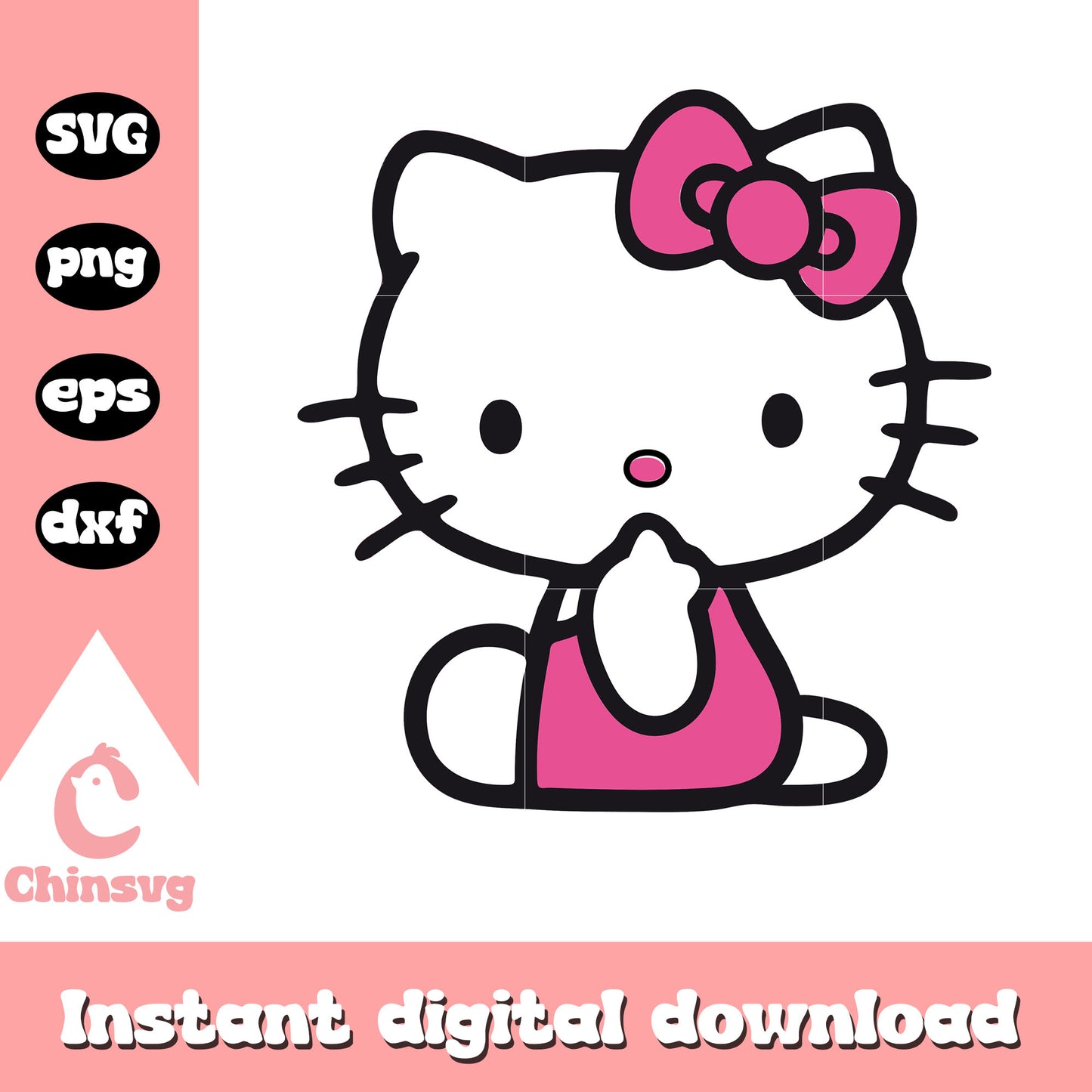 Pink hello kitty cat sanrio svg file, pink hello kitty svg