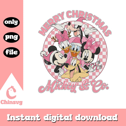 Pink merry christmas mickey and co png, christmas mickey and friends png