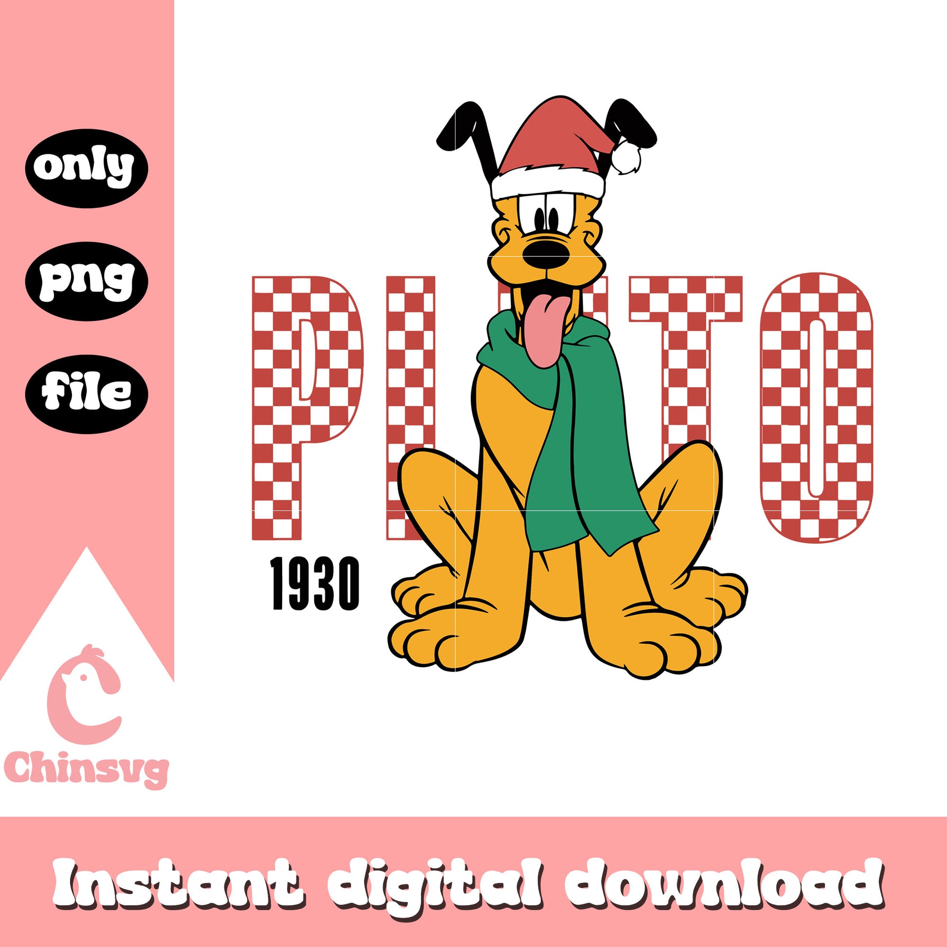 Pluto santa hat 1930 christmas png, pluto christmas​ png