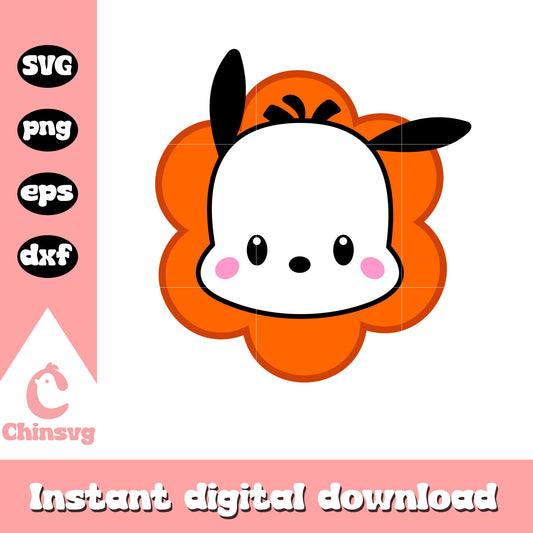 Pochacco face flower svg, pochacco cartoon​ svg, sanrio svg