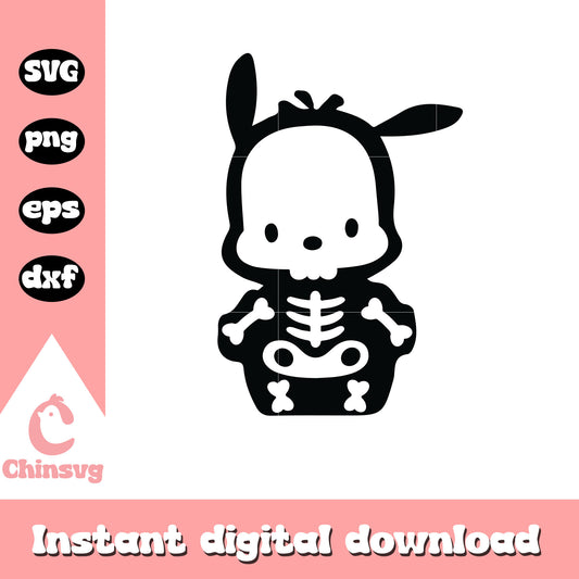 Pochacco skeleton halloween svg, pochacco svg, halloween hello kitty svg