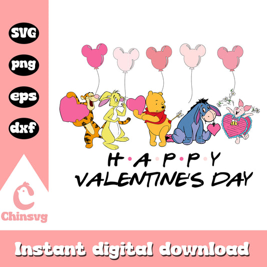 Pooh happy valentine's day svg, winnie the pooh valentine