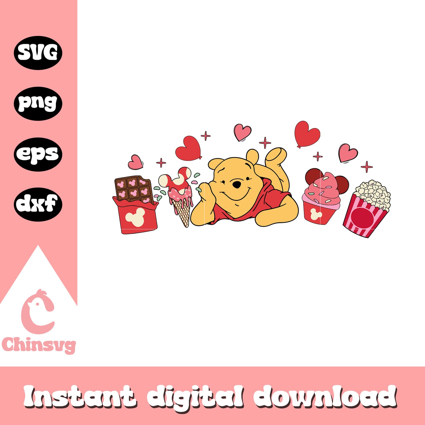 Pooh snacks valentine svg, winnie the pooh valentine svg