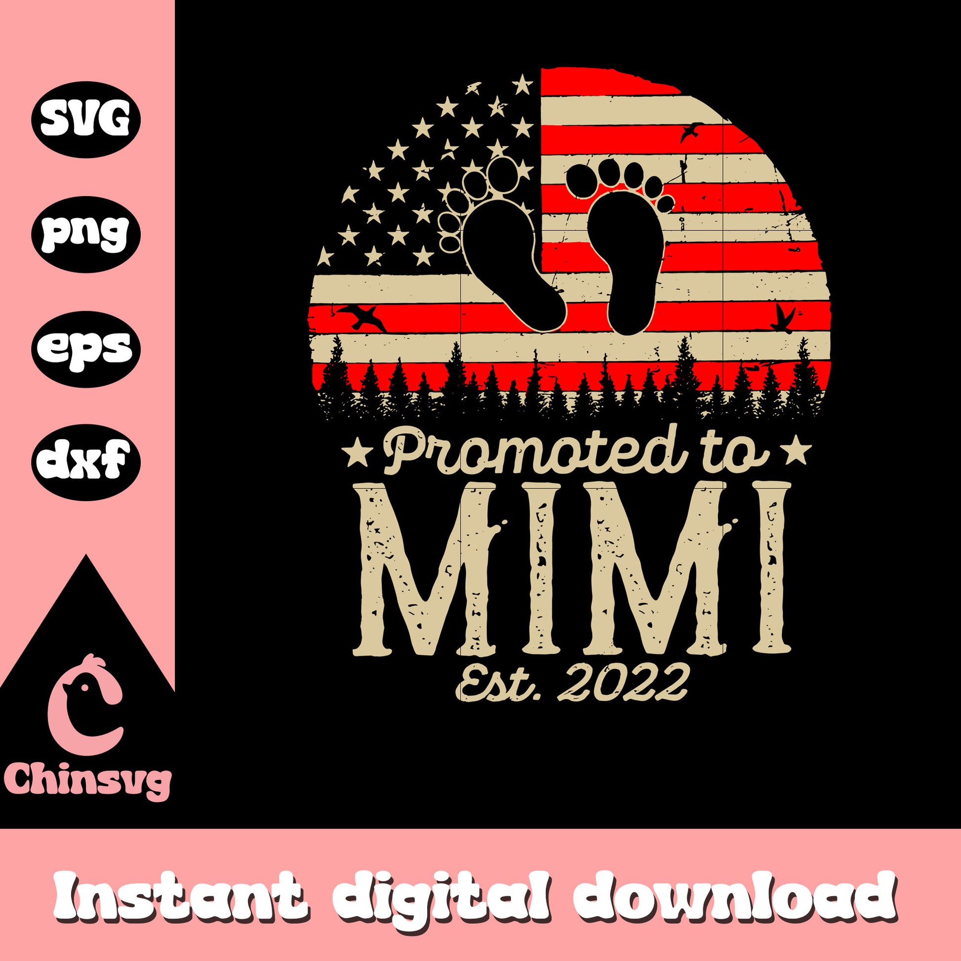 Promoted To Mimi Est 2022 svg, Footprint Flag Inside United States svg